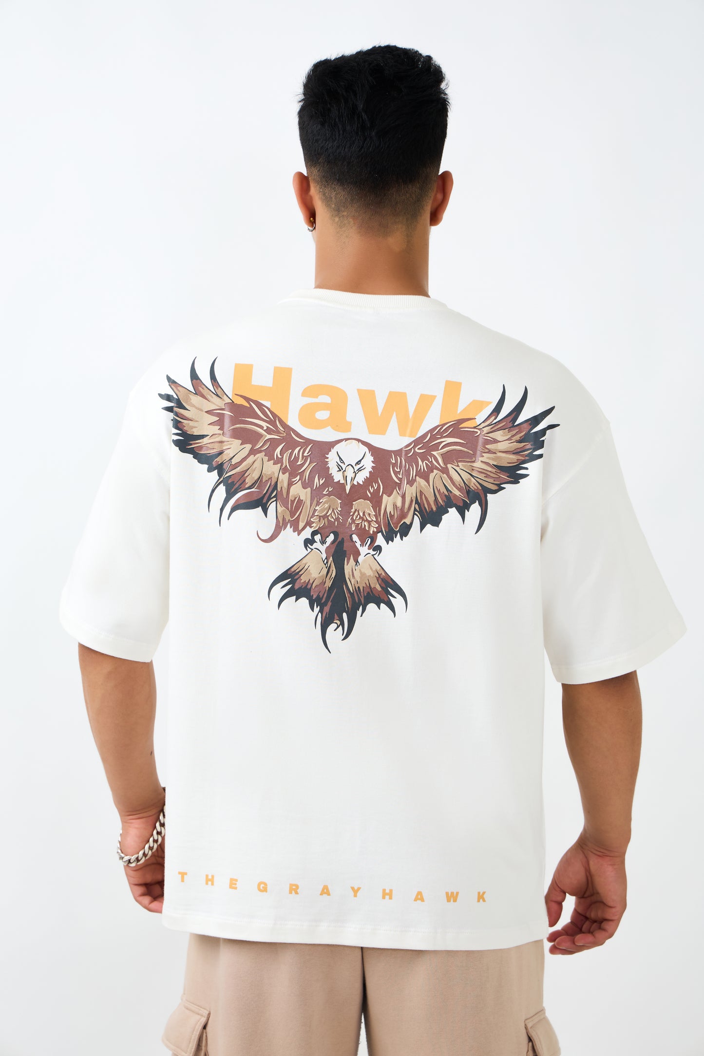 Majestic Hawk Off-White Puff-Print Oversized T-shirt