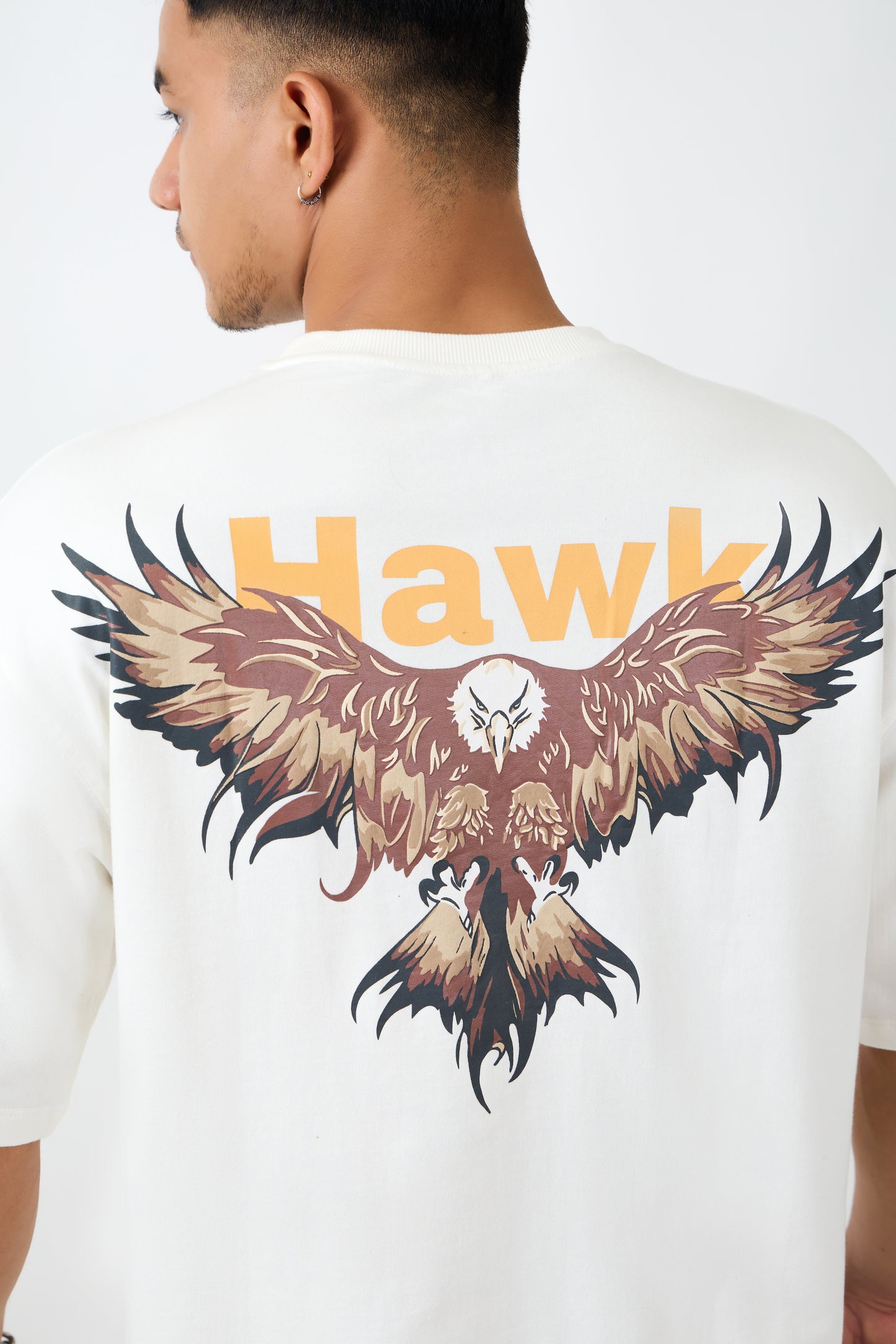 Majestic Hawk Off-White Puff-Print Oversized T-shirt